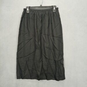 ILGWU Back Midi Skirt Womens 14 Black Dark Wash Elastic Waist Outdoor Formal